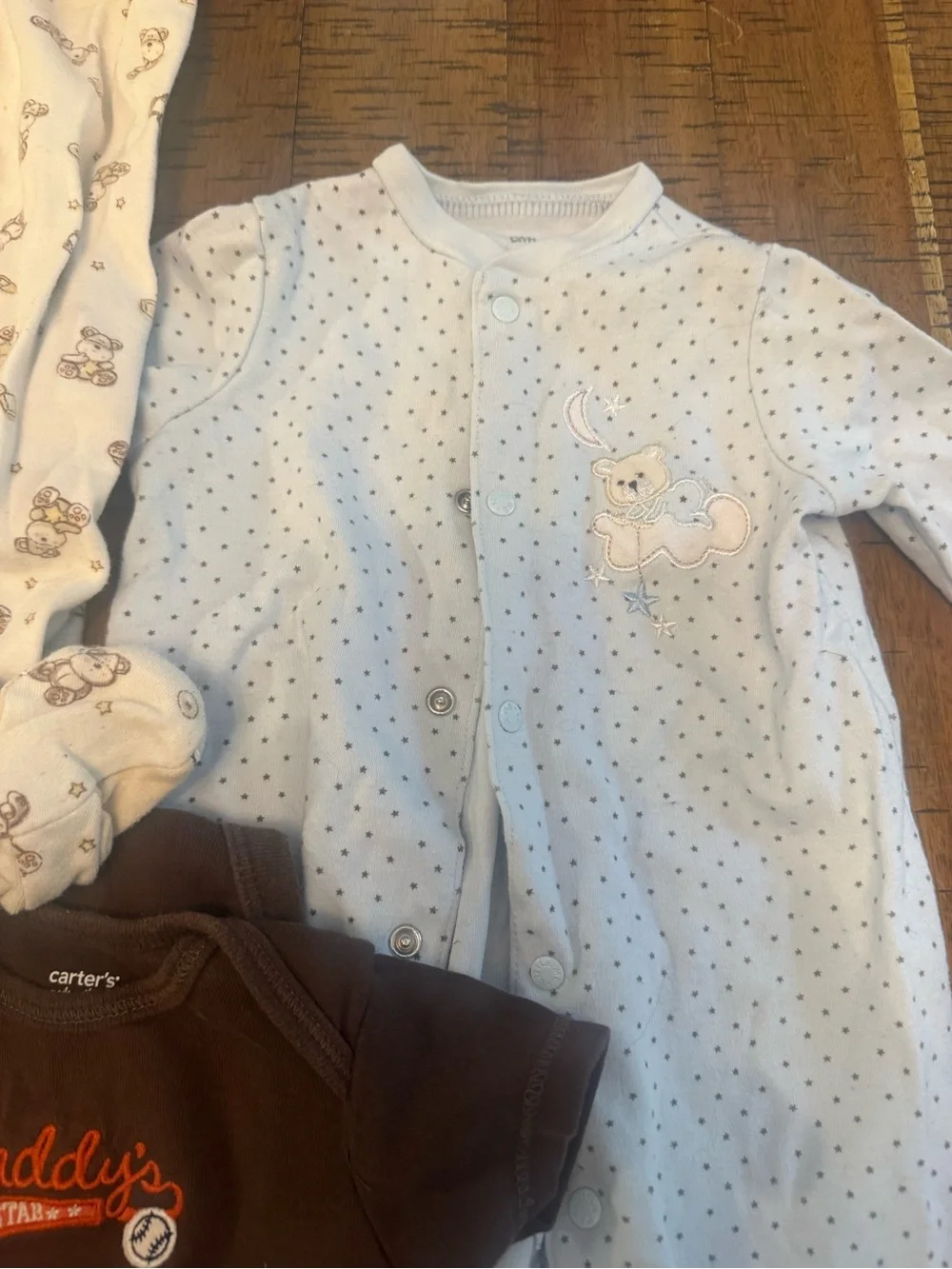 Carter's etc 9 month Printed Fleece & Mixed Neutral Baby One-Piece Sleepers Set